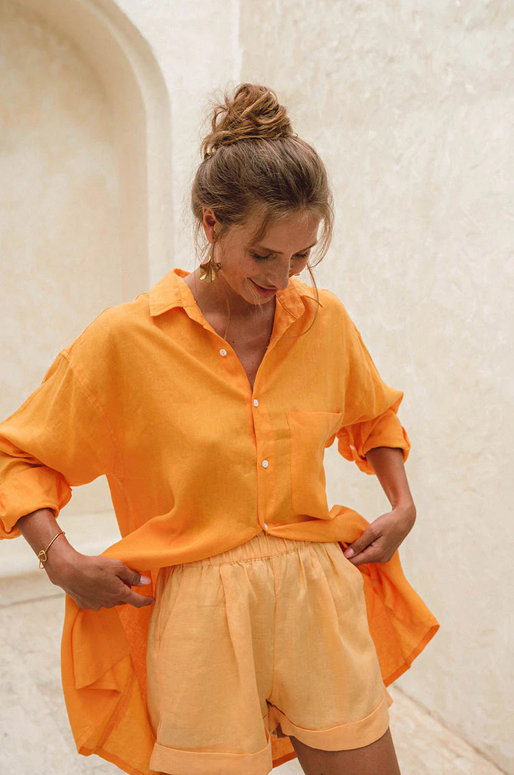 SUMMER Shorts - mango sorbet linen - Image 4