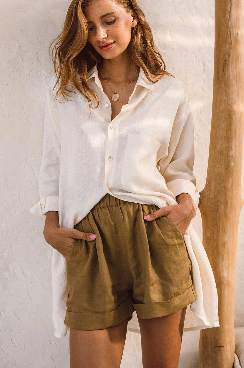 SUMMER Shorts - taupe linen - Image 4