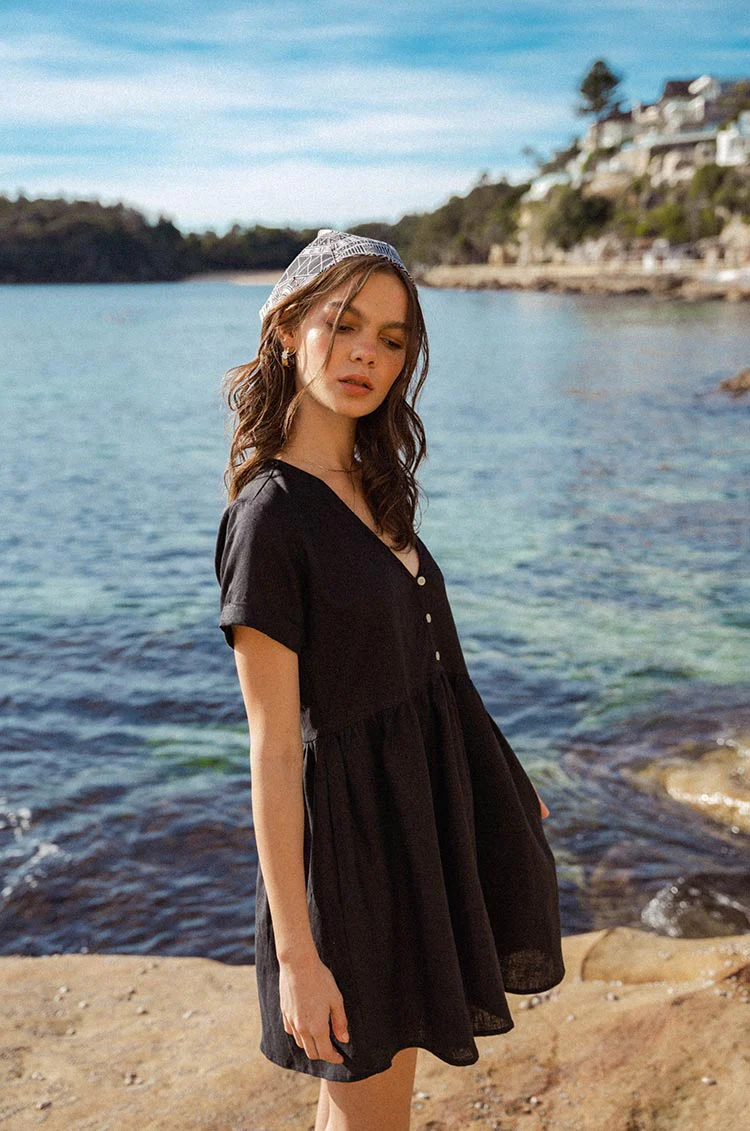 SUNCHASER Dress - black linen - Image 7