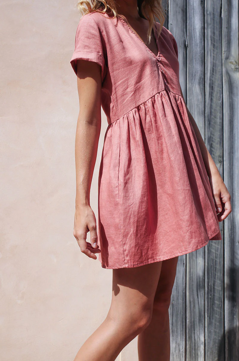 SUNCHASER Dress - dark blush linen - Image 4
