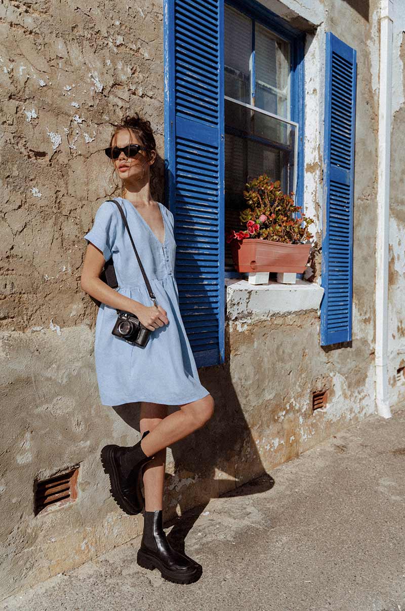 SUNCHASER Dress - sky blue linen - Image 3