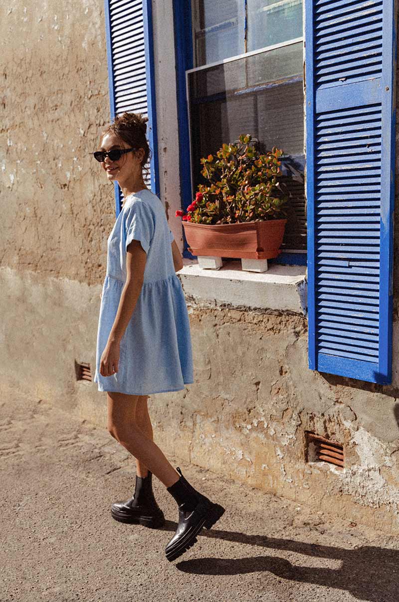 SUNCHASER Dress - sky blue linen - Image 4