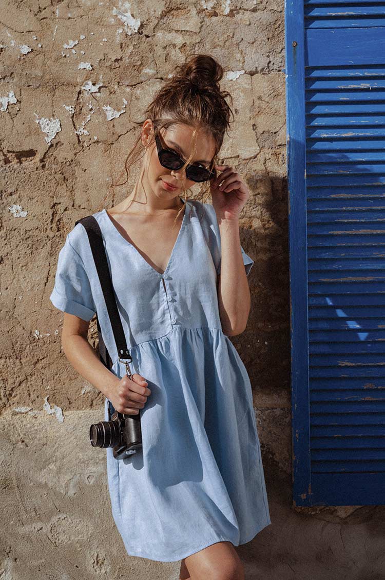 SUNCHASER Dress - sky blue linen - Image 6