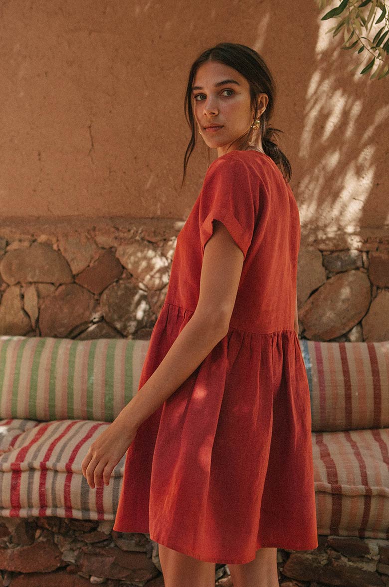 SUNCHASER Dress - warm red linen - Image 4