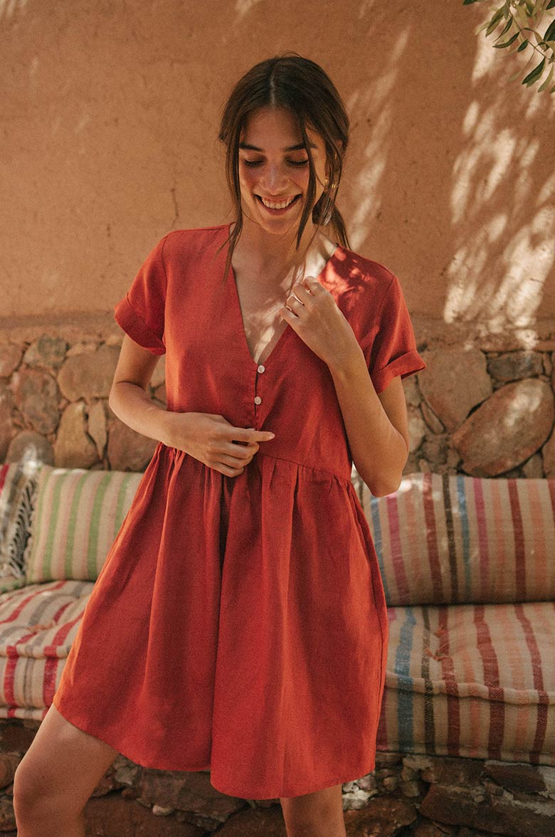SUNCHASER Dress - warm red linen - Image 5