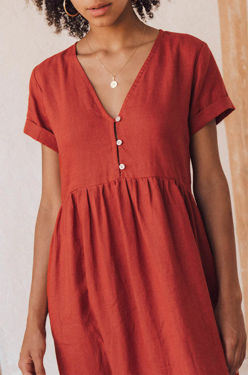SUNSEEKER Midi Dress - warm red linen - Image 6